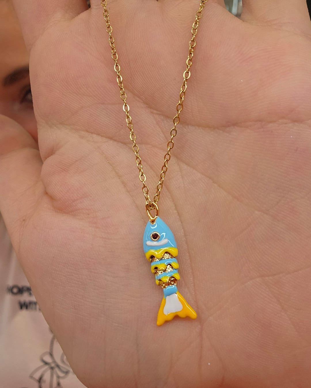 Collar Acero Summer Fish Azul