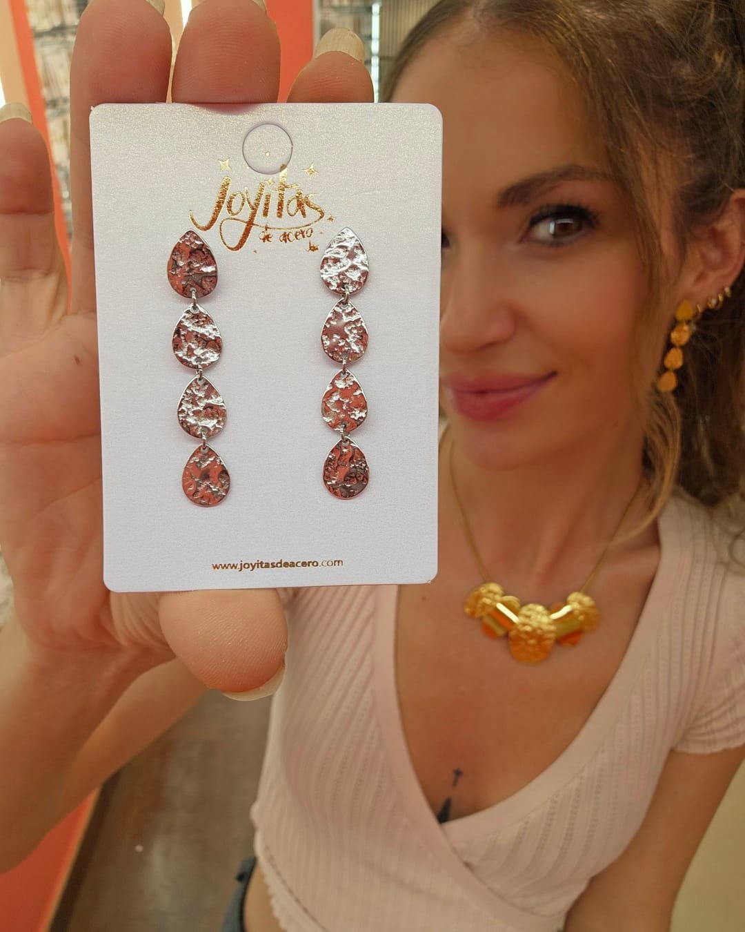 Pendientes Acero Lágrimas Texturizadas