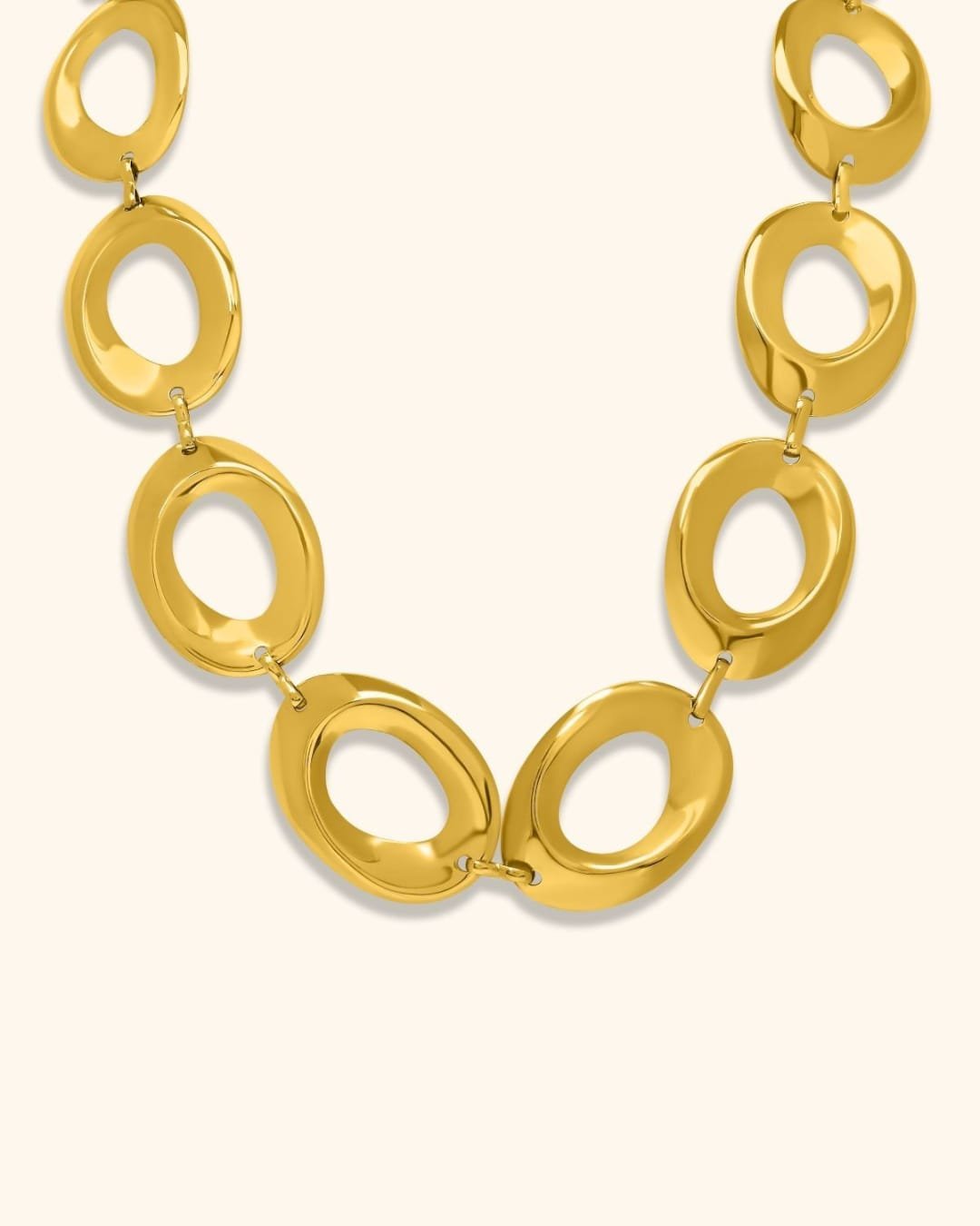 Collar Acero Ovalos Dorados