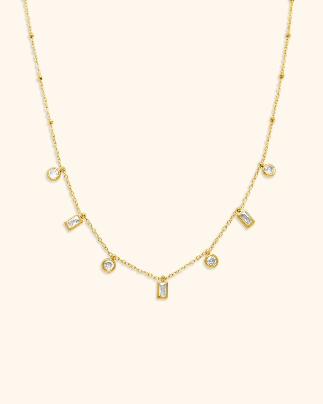 Collar Acero Inoxidable Gemas Del Sol Cristal Blanco